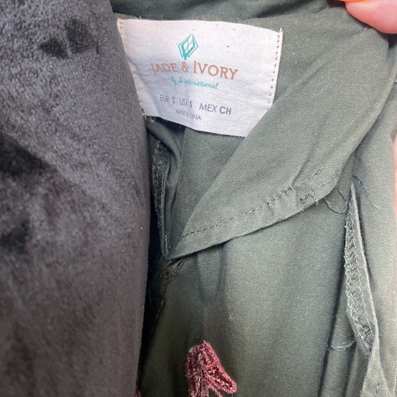 Jade & Ivory Boho Shabby Chic Army Green With Floral Embroidery Utility Jacket - Picture 5 of 5